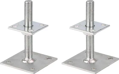Zdjęcie produktu dla Alberts 2 x wsporniki słupków dwuteowych, z regulacją wysokości 30 - 150 mm, płyta 70 x 70 mm, ocynkowana, pasywowana grubowarstwowo, do przykręcenia