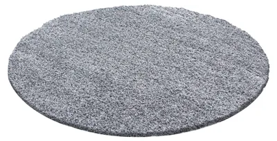 Produktbild von Villa Möbel Lifiva Wohnzimmer-Teppich, Hochflor-Teppich, Shaggy, Einfarbig, Farbe:Hellgrau, Grösse:80 cm Rund