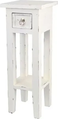 Produktbild von Mahagoni Beistelltisch mit Schublade weiß mit antikem Design