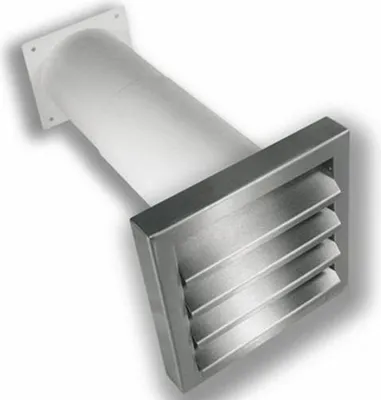 Produktbild von Teleskop Mauerkasten Ø 100mm, Edelstahl Lüftungsgitter, Abluft Küche