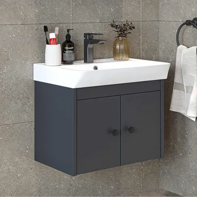 Productafbeelding van Skye Decor, hoogwaardige badkamerkast met wastafel, antraciet, 60 cm, 100% melamine