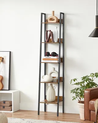 Produktbild von Bücherregal - 5 Ablagen - 30 x 33,8 x 170 cm - Offenes Design - Metallgestell - Für Wohnzimmer/Büro - Schwarz