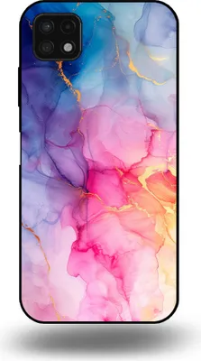 Produktbild von Smartphonica Handytasche passend für Samsung Galaxy A22 5G mit Marmordruck - TPU Rückseitenschutzhülle Marmordesign - Regenbogen