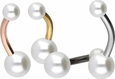 Produktbild von Bauchnabelpiercing Titan Mini Bananabell SYNTHETISCHE PERLEN Silber Stablänge: 8mm