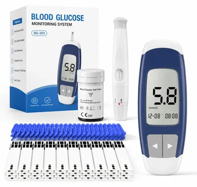 Produktbild von Blutzuckermessgerät - BG-203 - Blutzuckermessung - Diabetesmessgerät - Kombi-Set - Ohne Bluetooth - Batterien Nicht Enthalten - Dunkelgrün