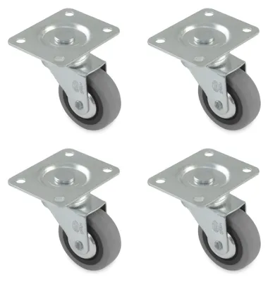 Produktbild von Elzusha – Set mit 4 Möbelrollen, Durchmesser 60 mm – Gummiräder mit Stahlplatte – ohne Bremse