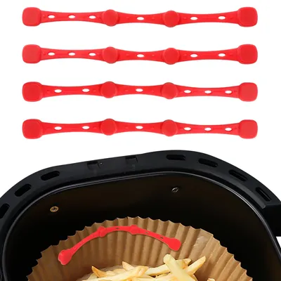 Productafbeelding van Magnetische siliconen clips voor heteluchtfriteuses - 4 stuks voor bakpapier - Hittebestendig en antislip - Rood, 17,5 cm