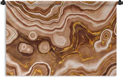 Produktbild von MuchoWow® Wandteppich Wandbehang Marmor - Golden - Kreis 90x60 cm Tapisserie Dekoration Wandtuch - Wandskulpturen - Bildteppich
