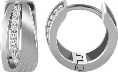 Produktbild von 925/- Echt Silber Klapp-Creolen "Haldis" mit Zirkoniabesatz