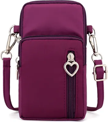 Produktbild von Damen Mini Umhängetasche Handy Umhängetasche Tasche Handtasche Geldbörse Brieftasche Violett