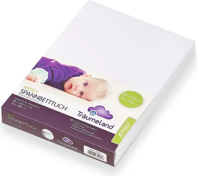 Produktbild von Träumeland Spannbetttuch Jersey, weiß, 60 x 120 + 70 x 140 cm Weiß 60 x 120/70 x 140 cm
