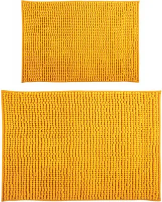 Zdjęcie produktu dla Zestaw 2 dywaników kąpielowych MSV dywanik pod prysznic szenilowy z wysokim włosiem 40x60 cm + 60 x 90 cm - żółty