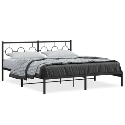Produktbild von vidaXL Bettgestell mit Kopfteil Metall Schwarz 183x213 cm