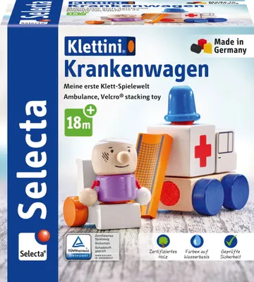 Produktbild von Selecta Kleinkindwelt Klettini® Holz Krankenwagen Klett-Stapelspielzeug 7 Teile 62081