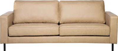 Produktbild von BELIANI Sofa Beige Polsterbezug Lederoptik 3-Sitzer Minimalistisch Wohnzimmer