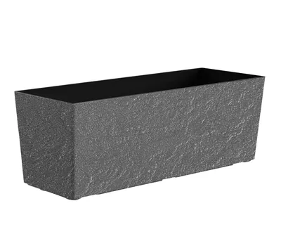 Produktbild von Dehner Pflanzkasten Stone, Blumentopf inkl. Bewässerungssystem / Ablaufloch, frostbeständig, ca. 49.5 x 19 x 19 cm, Polypropylen, grau