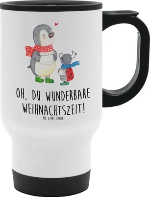 Produktbild von Mr. & Mrs. Panda Kaffee-Thermobecher Smörle Winterzeit - Weiß - Geschenk, Thermobecher Klein, Weihnachten Grüße, Kaffeebecher To Go, thermosbecher, Becher, Weihnachtsgruß