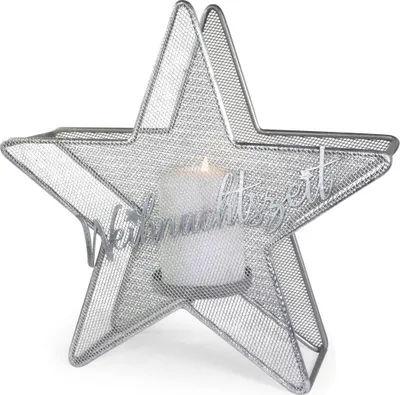 Produktbild von Teelichthalter Stern Metall | Weihnachtszeit | Silber | 29,5 × 9 cm |  75238
