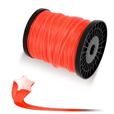 Produktbild von Fiqops  Trimmerfaden Faden Durchmesser 100M Mähfaden für Motorsense Rasentrimmer Nylon Rolle Trimmer Orange Stern 2.4mm