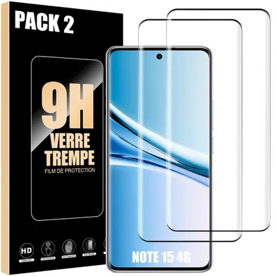 Image de 2 Verre Trempé Intégral pour Xiaomi Redmi Note 15 4G, Protection Antichoc avec Bord Noir