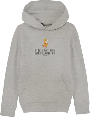 Produktbild von Mr. & Mrs. Panda Kinderpullover Fuchs Koch 5-6 Jahre (110/116) - Heather Grey - Geschenk, Kapuzensweatshirt, Party, Hungrig, Kinderbekleidung, Bäcker, Pullover, Chefkoch
