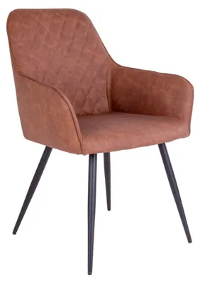 Produktbild von 2er-Set Esszimmerstühle Harbo aus Vintage-Kunstleder in Braun mit schwarzen Beinen