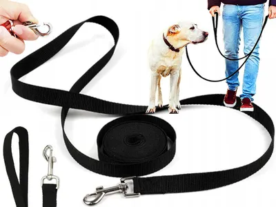 Produktbild von Robuste 10m Nylon Hundeleine Trainingsleine Schwarz