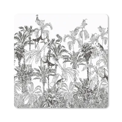 Produktbild von MuchoWow® Mauspad Mousepad Dschungel - Tiere - Schwarz - Weiß 20x20 cm - Mousepads - Maus Mat - Pad - Mausunterlage - Desk Mat - Bureauartikeln