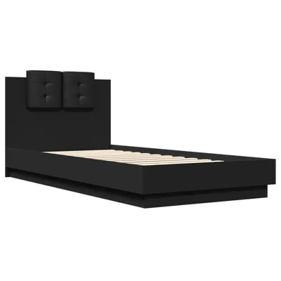 Produktbild von Bettgestell mit Kopfteil Schwarz 90x200 cm Holzwerkstoff