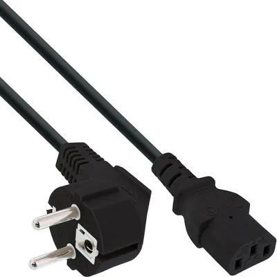 Produktbild von InLine Netzkabel, Schutzkontakt gewinkelt auf Kaltgerätestecker C13, 0,3m, 0,3 m, C13-Koppler