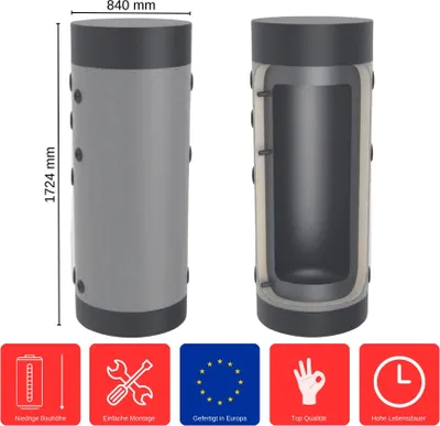 Produktbild von Heizungs-Pufferspeicher 500 L HP-0-500 Standspeicher Heizkreis Pufferspeicher