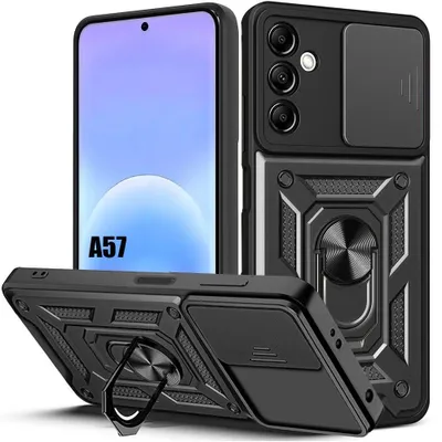Image de Coque pour Samsung Galaxy A57 5G, Antichoc Rigide avec Anneau et Protection Caméra - Noir