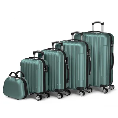 Produktbild von FCH Hartschalenkoffer Reisekoffer-Set Koffer-Set Trolley-Set 5 Stk. mit Längsstreifen ABS