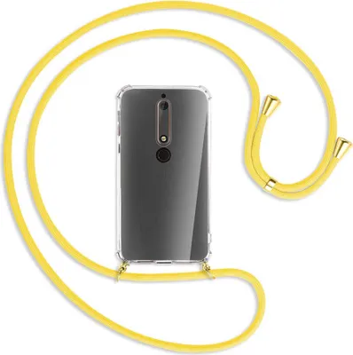 Produktbild von Handykette Backcover-Schutzhülle mit Band (Metall goldfarben) für Nokia 6.1 - gelb