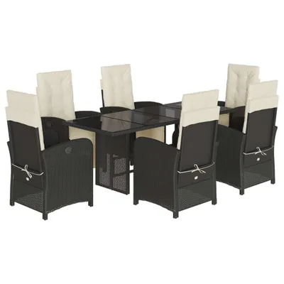 Obrázok produktu pre vidaXL 7-dielny záhradný jedálenský set s vankúšmi Black Poly Rattan