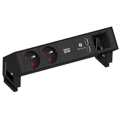 Image de BACHMANN DESK2 2xUTE 1xUSB Charger 1xCM Courant 0,2m GST18 RAL9005