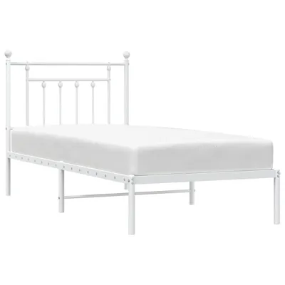 Zdjęcie produktu dla vidaXL Rama łóżka z zagłówkiem metalowa biała 80x200 cm