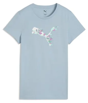 Produktbild von Puma Damen T-Shirt aus Baumwolle mit kurzem Ärmel Hellblau Ganzjährig