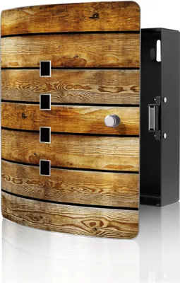 Produktbild von banjado Design Schlüsselkasten aus Edelstahl für 10 Schlüssel, Schlüsselschrank 24 x 21,5 x 7cm groß mit Magnetverschluss,  Holzbretter [BWSK 10056]