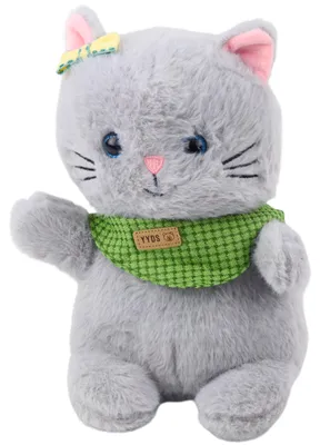 Produktbild von Lean Plüsch Maskottchen Huggable Katze Grau Grün Halstuch 22Cm