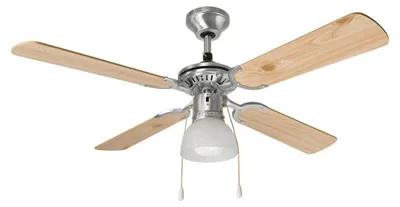 Immagine prodotto di Ventilatore da Soffitto con luce Perenz 7064 CR Noce chiaro - Ø 105 cm, 4 Pale, 3 Velocità, Motore AC 50W, Silenzioso, Attacco Lampadina E27