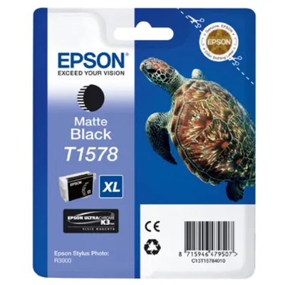 Produktbild von Epson Turtle T1578 Matte Black, Hohe (XL-) Ausbeute, Mattschwarz, Tinte auf Pigmentbasis, 25,9 ml, 1 Stück(e), 1000 Seiten