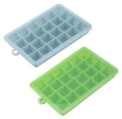 Produktbild von Silikon-Eiswürfel-Formen Mit Deckel 2 Stück, Flexibel Und Geruchsfrei, Für Whiskey Eiswürfel Und Babybrei