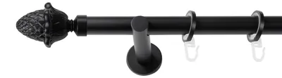 Produktbild von SN Deco Gardinenstange Nantes, 19 mm, 1-läufig, Stahl, Komplett-Set mit Ringen, Auflageträger, 360 cm, schwarz