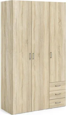 Image de Aquilone - Armoire 3 Portes, 116x50 cm Chêne Marron, 4 Étagères
