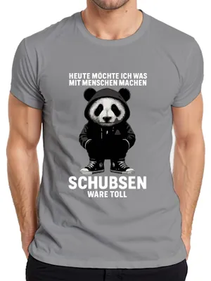 Immagine prodotto di Oggi voglio fare qualcosa con le persone Panda sarcastic funny T-Shirt da uomo, Grigio, S