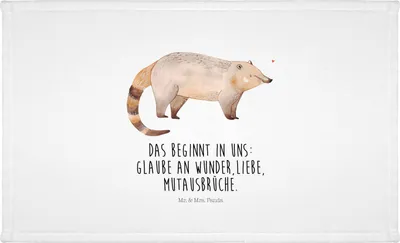 Produktbild von Mr. & Mrs. Panda Handtuch Nasenbär - Weiß - Geschenk, Rüsselbär, 50x100, gesichtstuch, Flauschtuch, Nasenbären, gesichtshandtuch, Lustige Sprüche, Bär