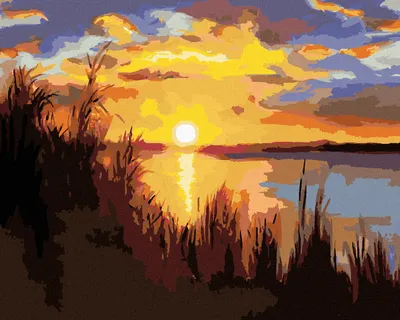 Produktbild von Zuty - Malen nach Zahlen - SONNENUNTERGANG AM SEE (D. RUSTY RUST), 40x50 cm, ohne Keilrahmen