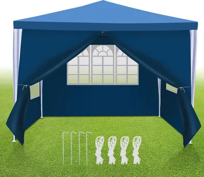 Produktbild von Faziango Pavillon Partyzelt für Gartenpartys & Feiern, regen- und winddicht, mit Seitenwänden 3x3m Blau
