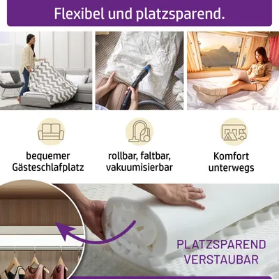 Produktbild von AMBINESS Matratzen Topper Memory Foam | 7 Größen | 80x200cm - 180x200cm | 5cm Dicker Memory-Schaum | orthopädisch temperaturregulierend Maschinenwaschbar | | 160x200cm